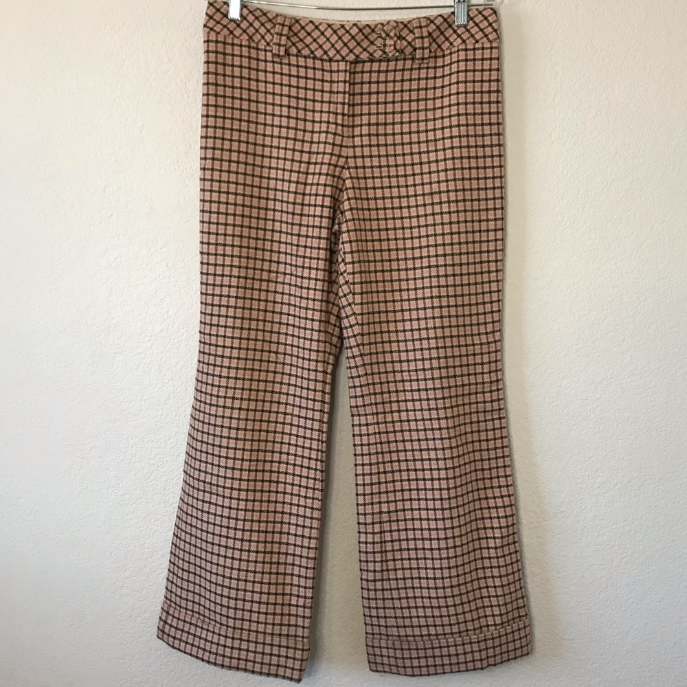 Ann Taylor Pink Wool Cuffed Plaid Paints